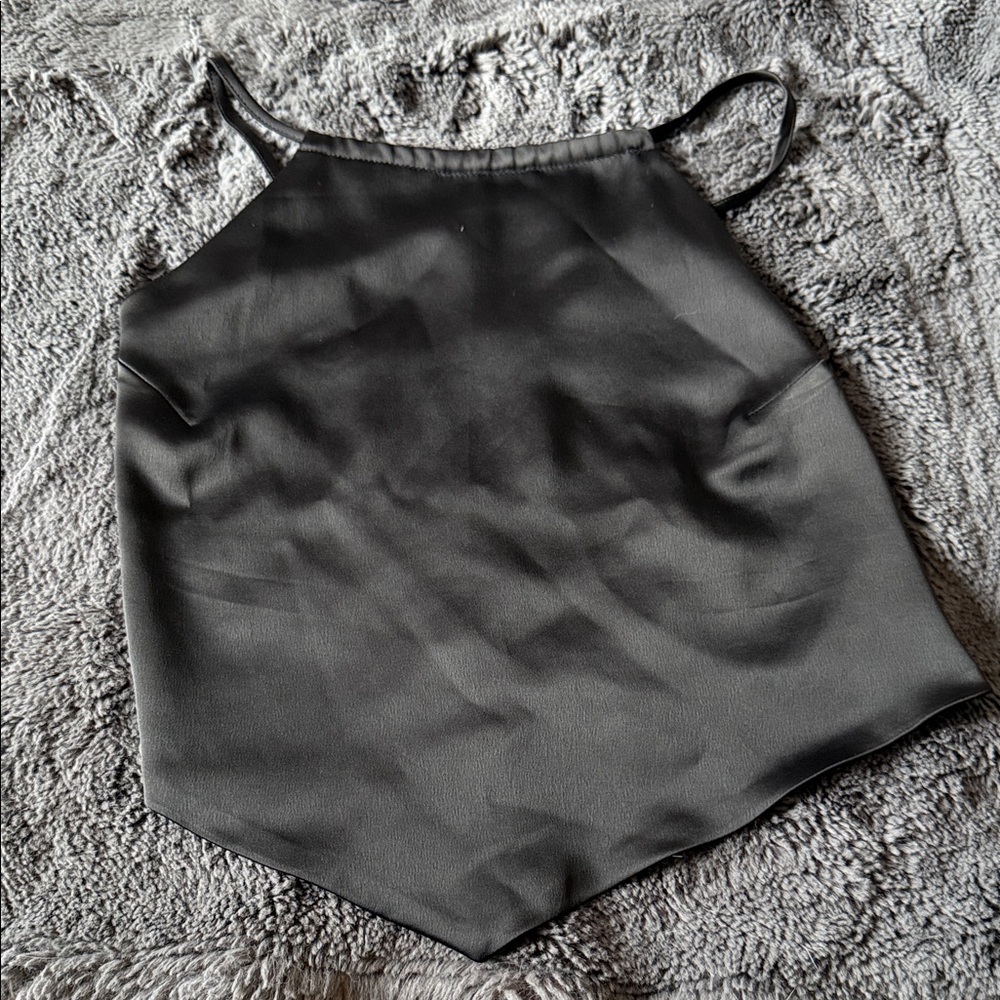 Stylish Black Open Back Crop Top
